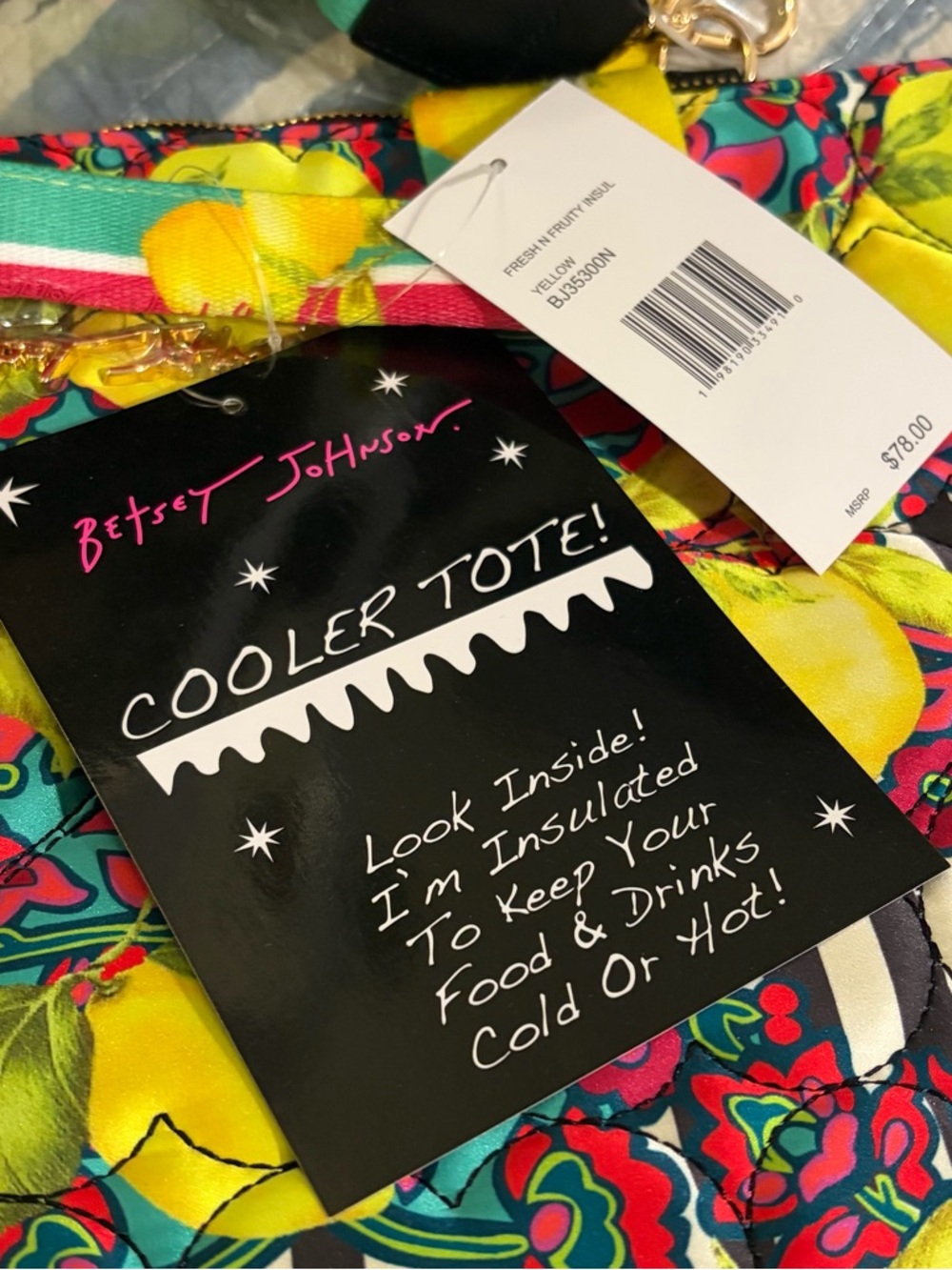 Betsey Johnson Fresh N Fruity Insulated Cooler Tote - Picture 5 of 5